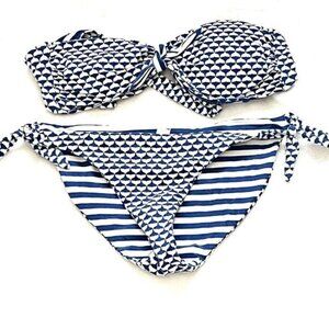 New Vineyard Vines Whale Logo Reversible Bandeau Bikini Sz Womens S M